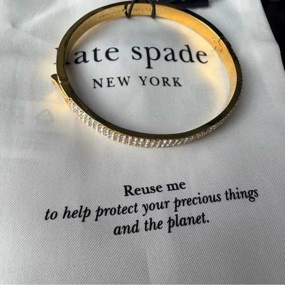 Kate Spade New York gold-tone pavé crystal hinged bangle bracelet - Picture 5 of 6